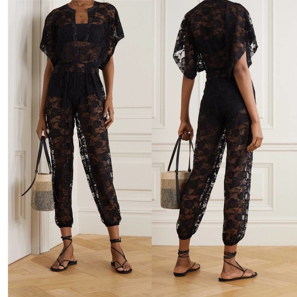 Norma Kamali Pants - NORMA KAMALI Rectangle Jog Jumpsuit in Black Roses